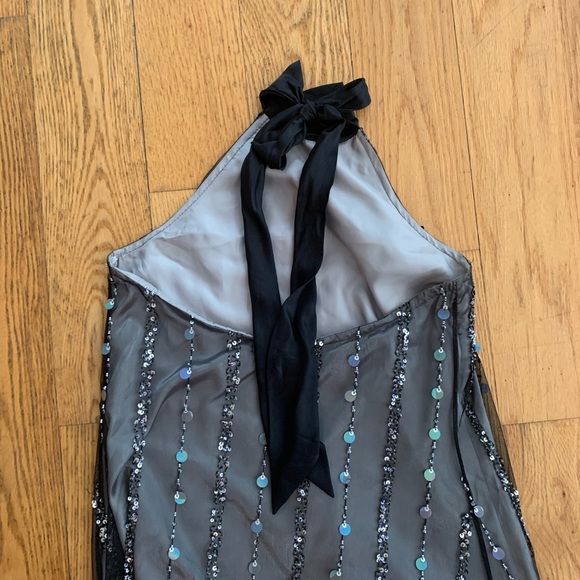 Gray Beaded Formal Halter Dress ✨ - Picture 2 of 5